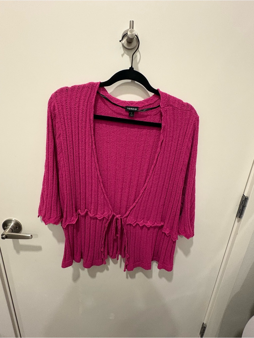 Torrid Hot Pink Open Front Tie Waist Cardigan